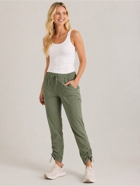 Orvis Olive Green Drawstring Ankle Track Pants